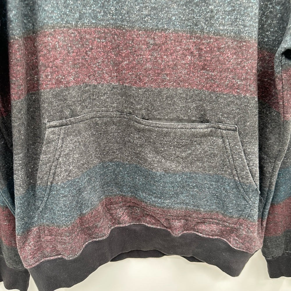 SALTY SAVAGE striped casual woman happy face zip front pocket hood sweatshirt S - Picture 4 of 13